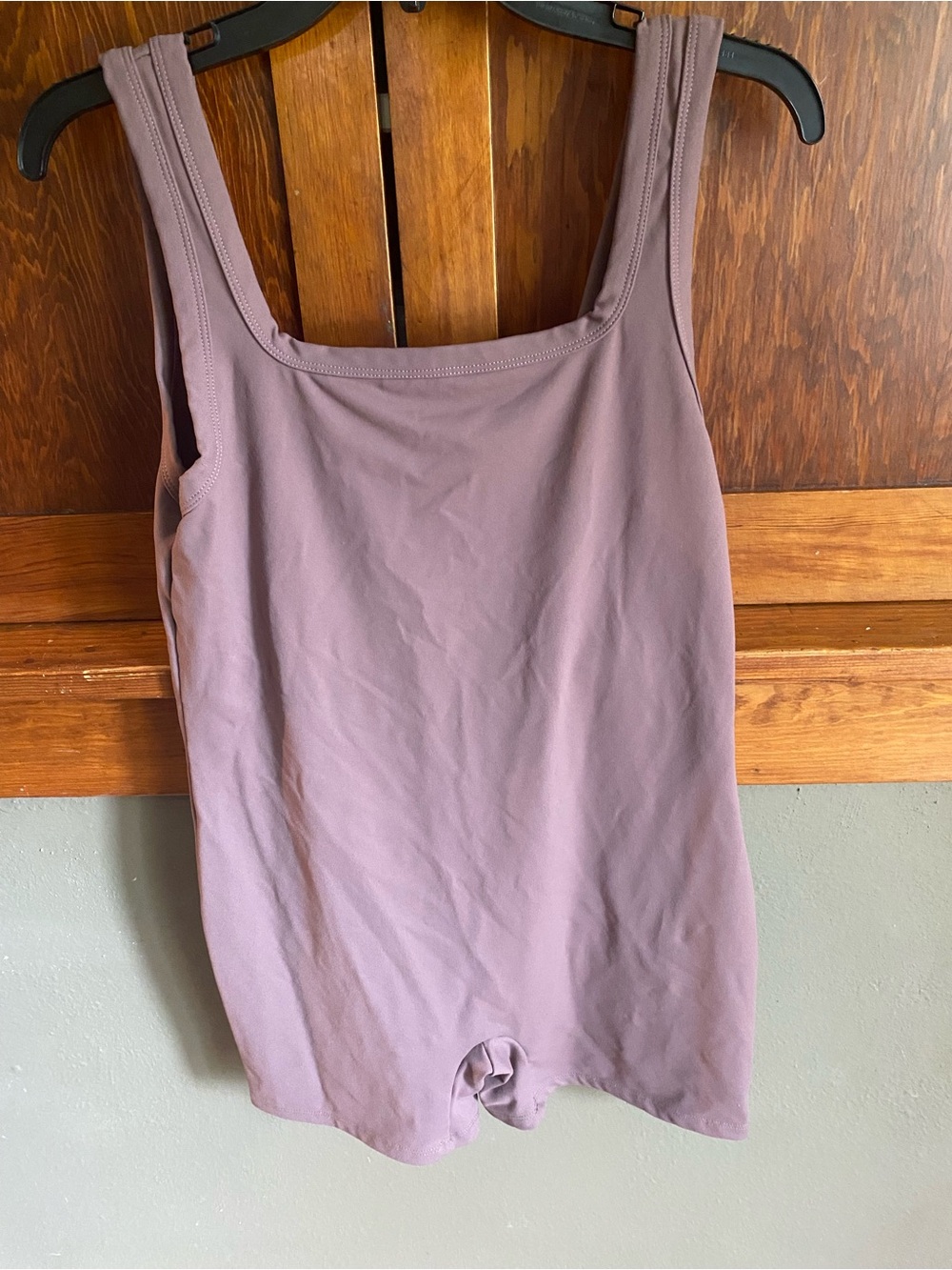 Classic Scoop-Neck Bodysuit Romper in Dusty Mauve
